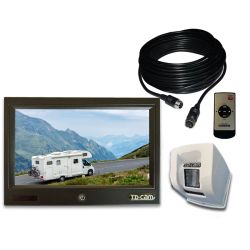 Moniteur 7" plat avec caméra coquée en ABS blanche, idéal pour votre camping-car.