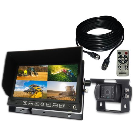 Kit 7 pouces Quad 4 entrées caméra, touches sensitives anti-poussière et caméra 100°