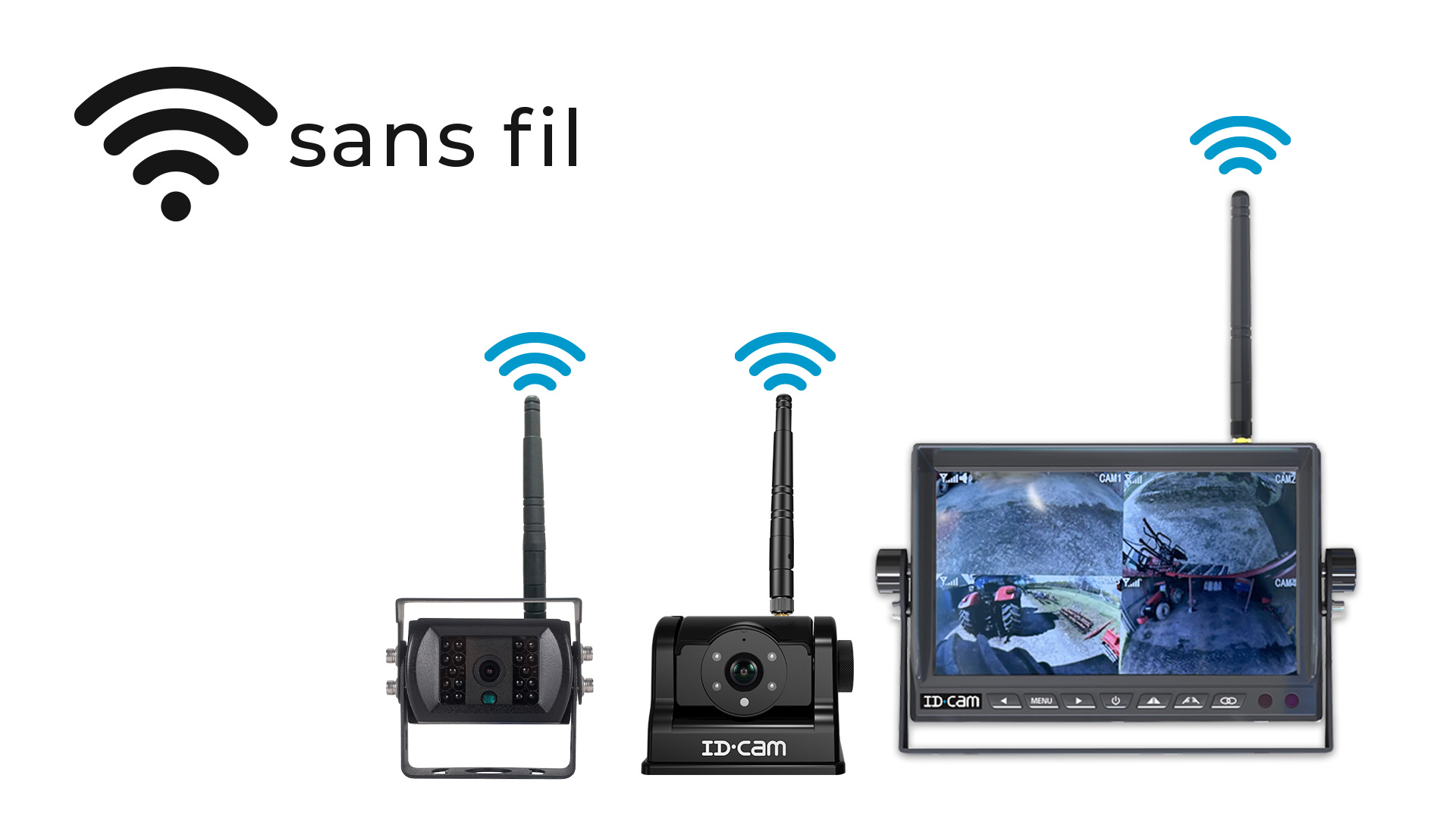 Moniteur sans fil 7 pouces compatible avec les caméras IDCAM140HDBSF et IDCAM115HDSF