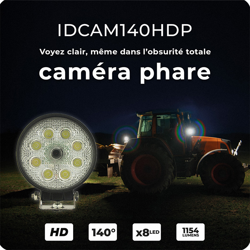Phare de travail avec caméra intégrée en HD