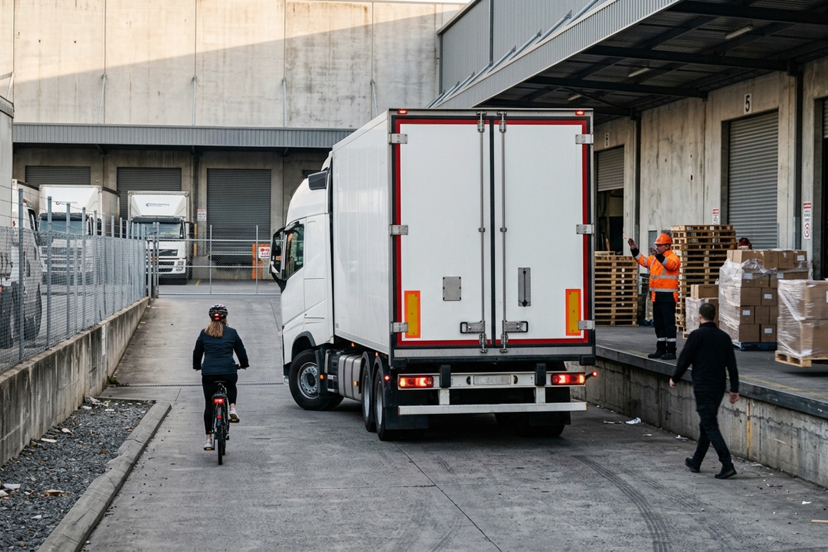Caméra de recul sur camion porteur en zone de déchargement